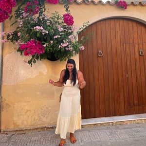 Tan linen maxi dress